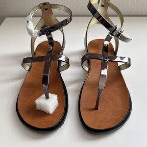 Brand New Metallic Silver Strappy Sandals